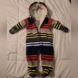 Old Navy Multi-Stripe Sherpa Hooded Footie Sleeper